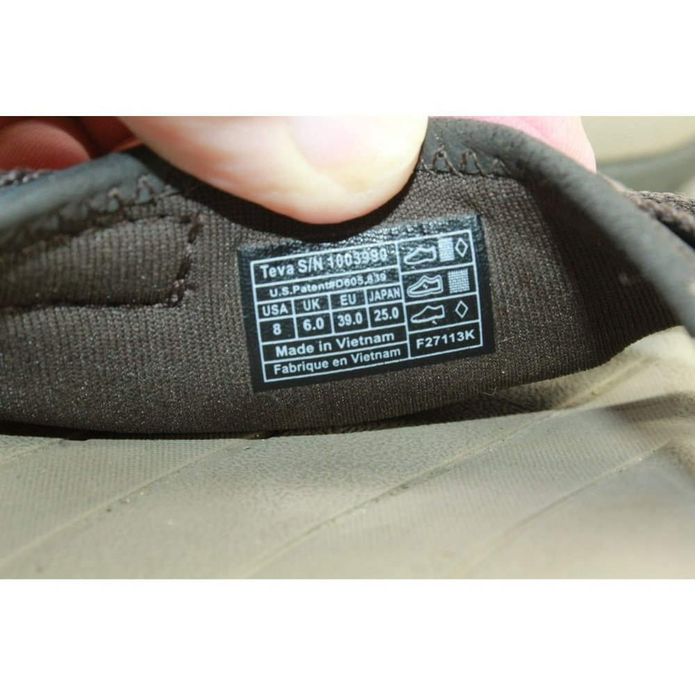 Teva Brown Nylon Slip On Hook & Loop Slide Casual Sandals Size 8 - Picture 8 of 9
